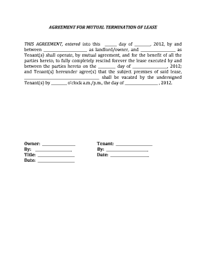18 Printable Mutual Lease Termination Agreement Forms And Templates 