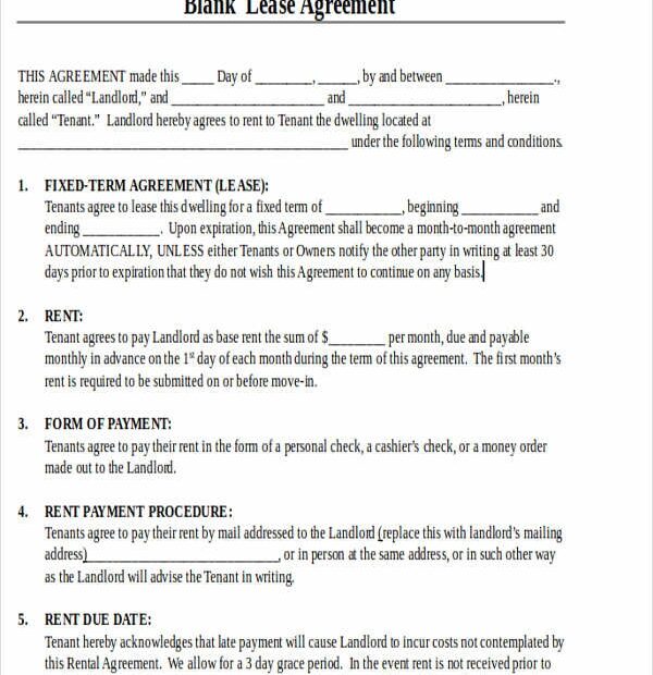 21 Printable Lease Agreement Templates Word PDF Pages