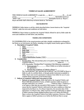 24 Printable Motor Vehicle Purchase Agreement Forms And Templates 