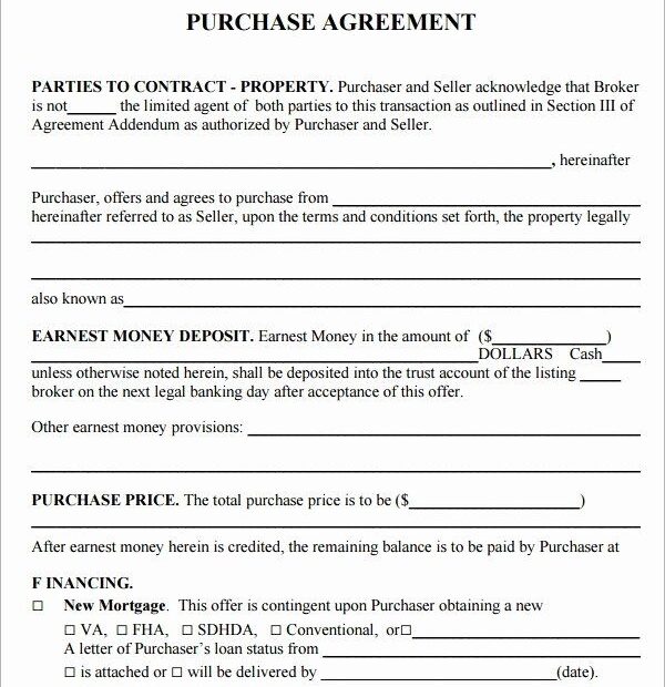A Purchase Agreement For An Apartment