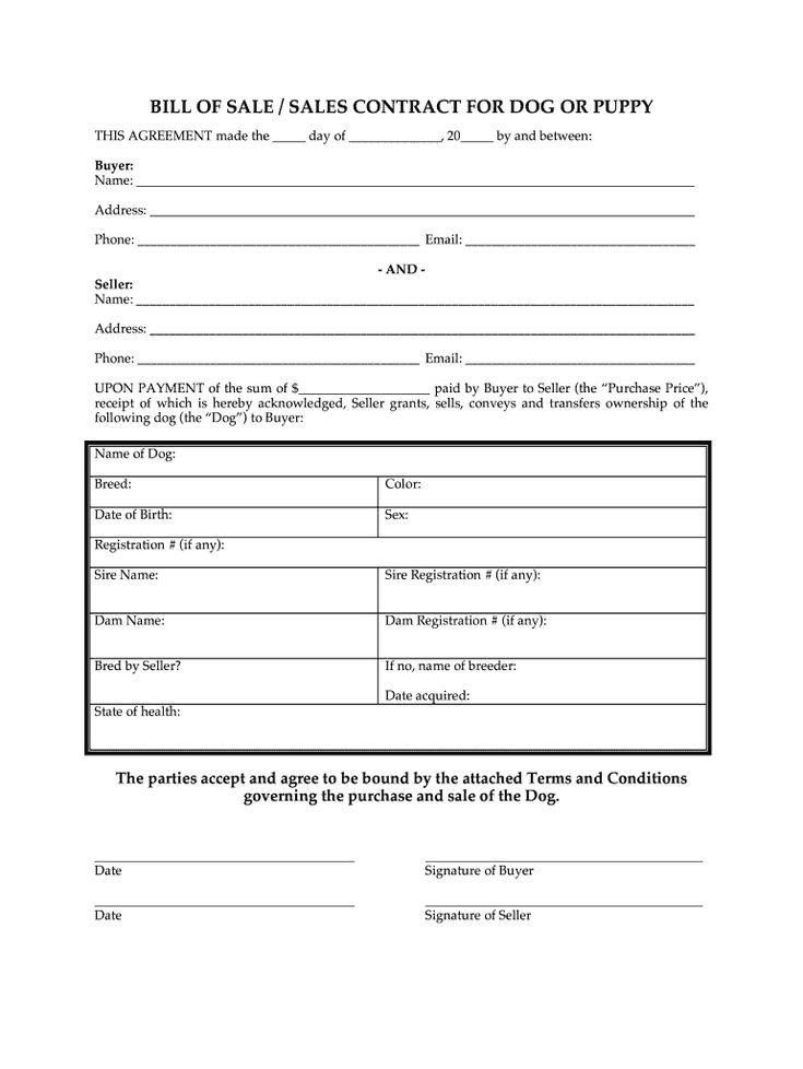 Agreement Printable Puppy Contract
