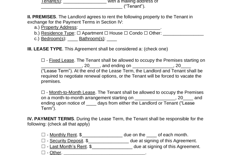 Basic Rental Agreement Form Printable Printable Forms Free Online