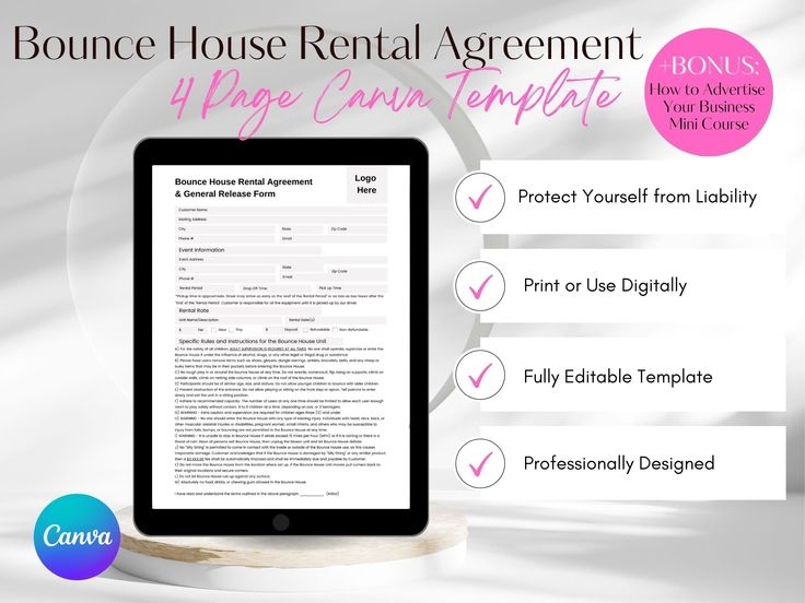 Bounce House Rental Agreement Downloadable Printable Bounce House 