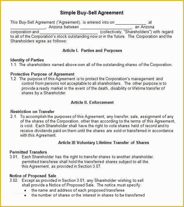 Buyout Agreement Template Free Of Sample Buy Sell Agreement Template 