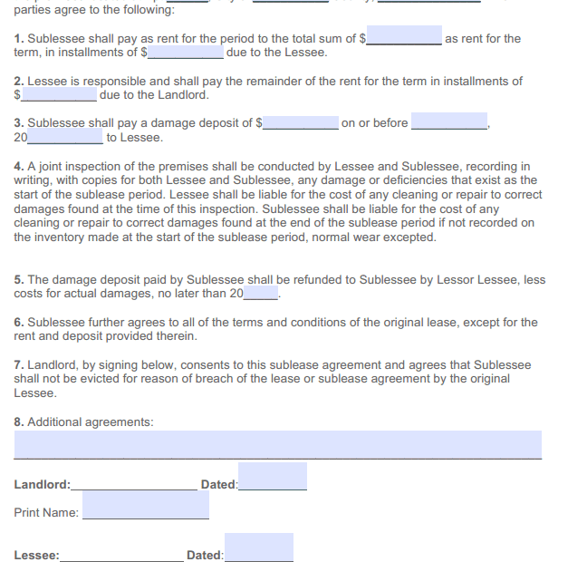 Download Free Arizona Sublease Agreement Printable Lease Agreement