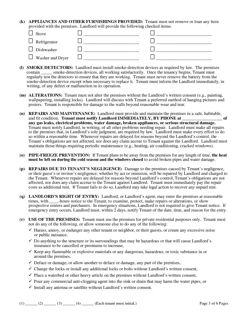 Download Free Michigan Residential Lease Agreement Printable Lease 