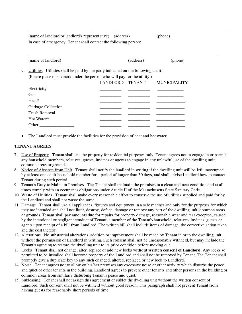 Download Free Sample Rental Lease Agreement Printable Lease Agreement