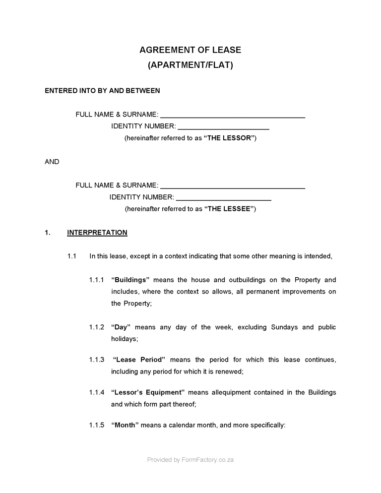 Download Residential Lease Agreement Template FormFactory