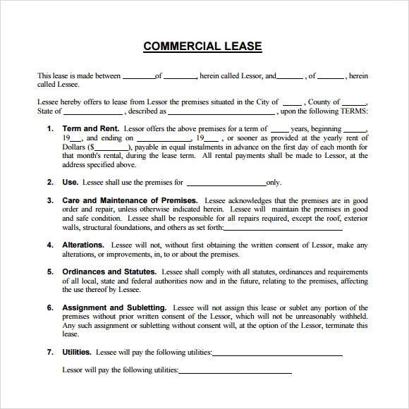 Downloadable Free Printable Commercial Lease Agreement Free Templates 
