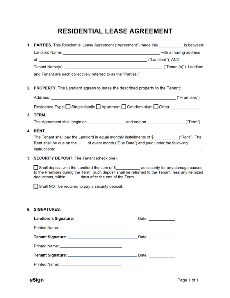 Easy Printable Lease Agreement Printable Lease Agreement