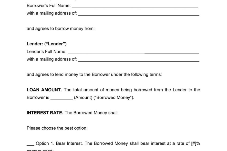 Family Loan Agreement Template