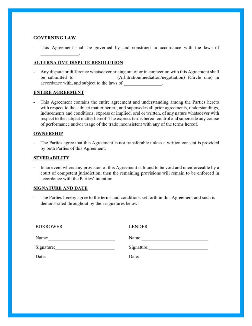 Fillable Loan Agreement Form Printable Forms Free Online