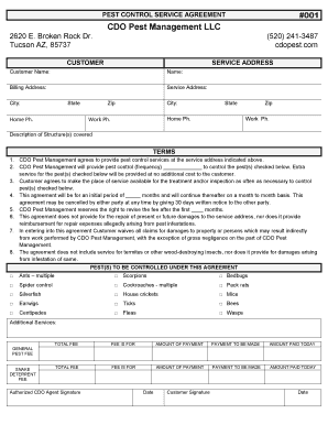 Fillable Online PEST CONTROL SERVICE AGREEMENT 001 CDO Pest Fax 