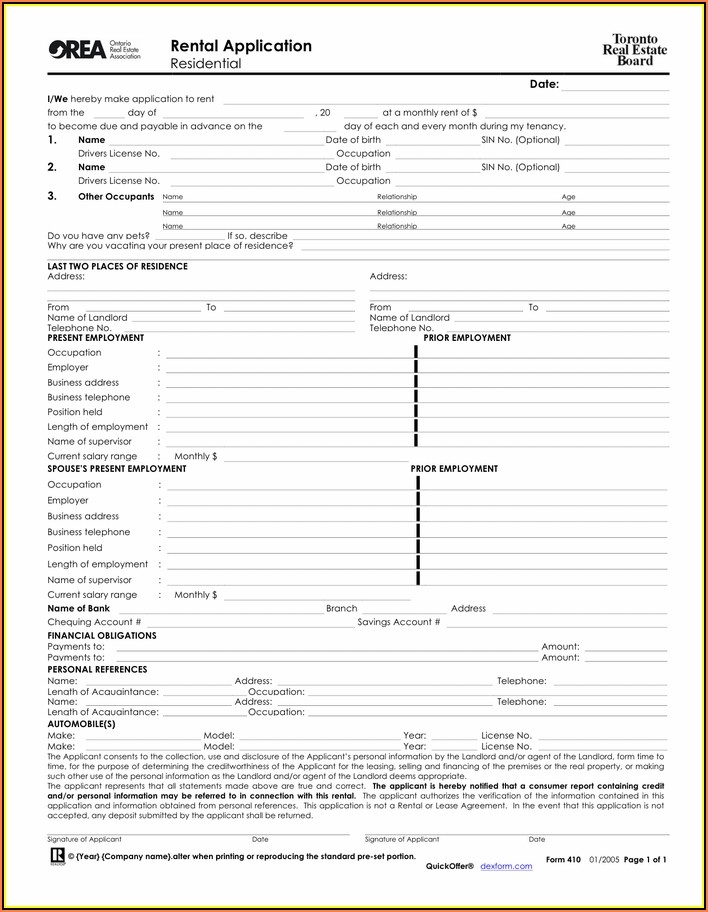Fillable Rental Agreement Form Ontario Printable Forms Free Online