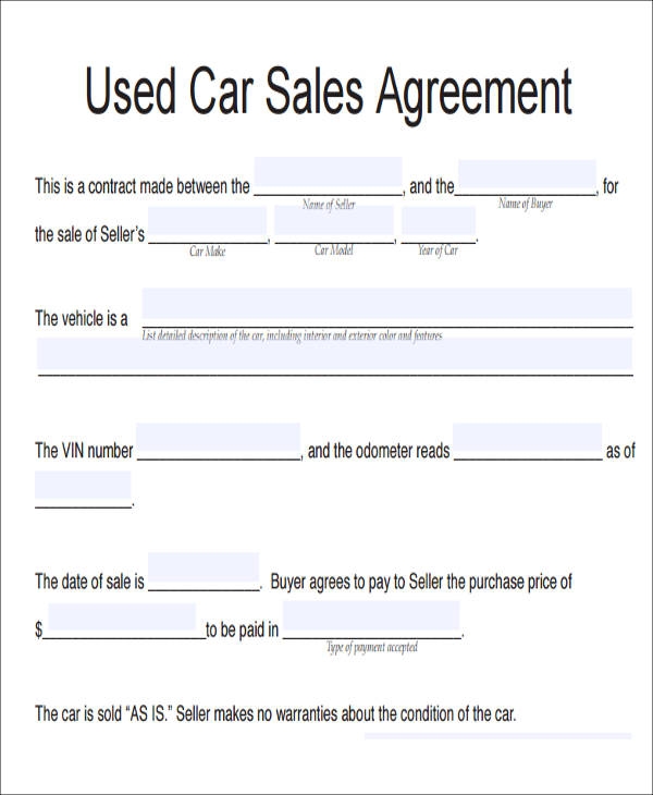 FREE 14 Vehicle Sales Agreement Samples In PDF Word Google Docs Pages
