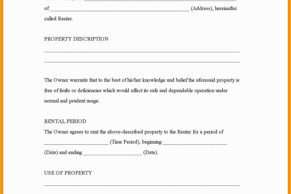 Free Blank Lease Agreement Template Of Editable Blank Rental Agreement