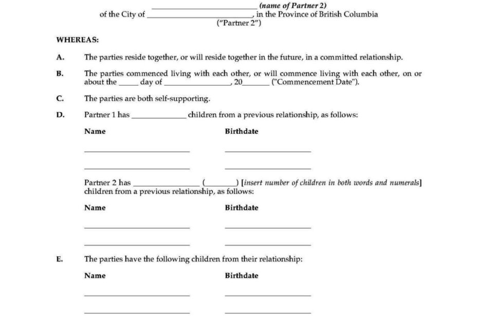 Free Cohabitation Agreement Template Templateral
