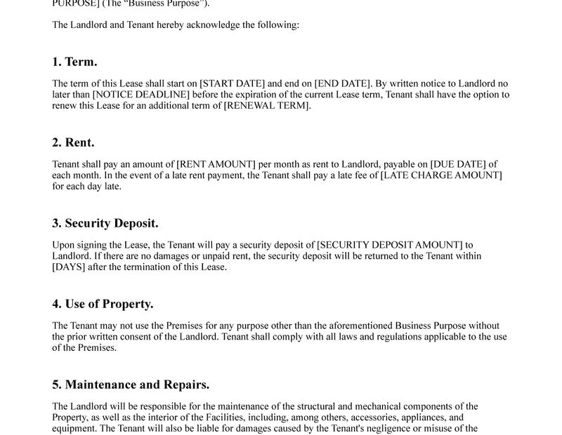 Free Commercial Lease Agreement Template PDF LawDistrict