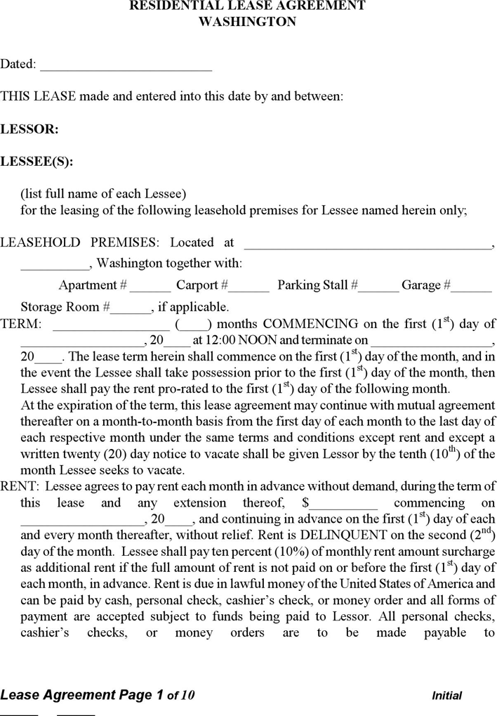 Free Free Printable Rental Agreement Washington State Download Free 