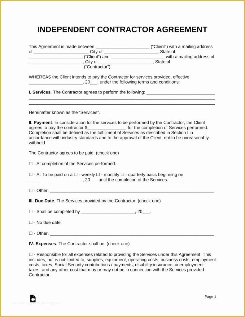 Free General Contractor Agreement Template Of Free Independent 