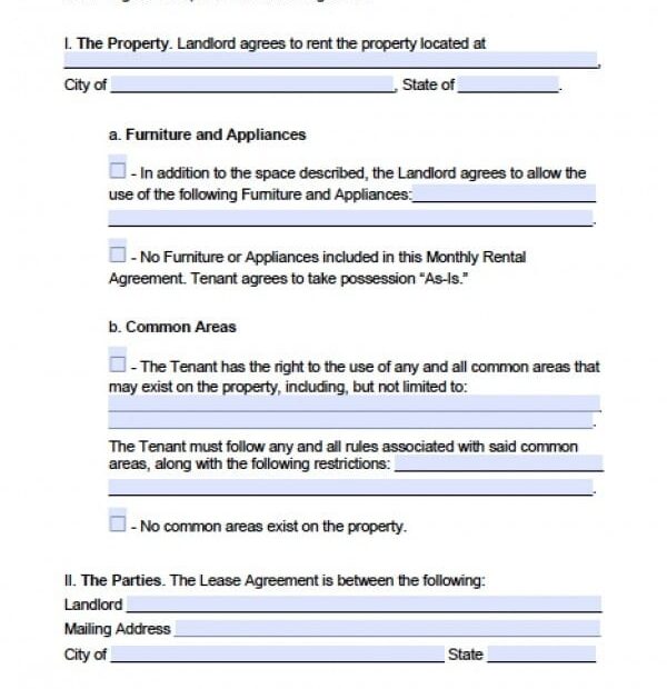 Free Indiana Month To Month Lease Agreement PDF Word Doc Printable