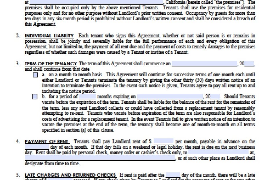 Free Indiana Residential Lease Agreement PDF Word doc