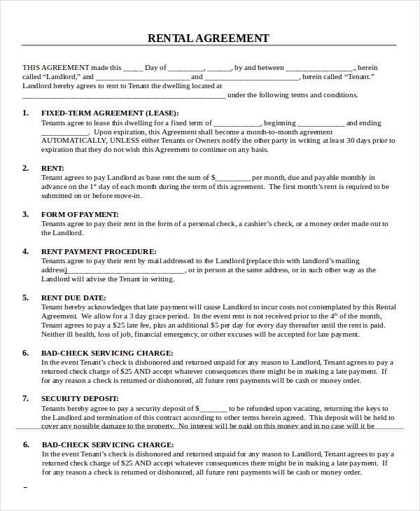 Free Lease Agreements Forms Printable Printable Forms Free Online