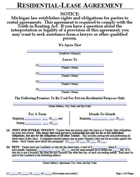 FREE Printable 1 Year Lease Agreement Printable Lease Agreement