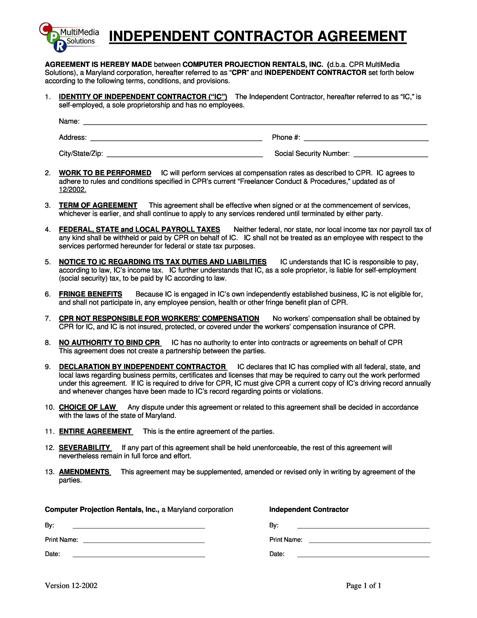 Free Printable Agreement Forms Printable Forms Free Online