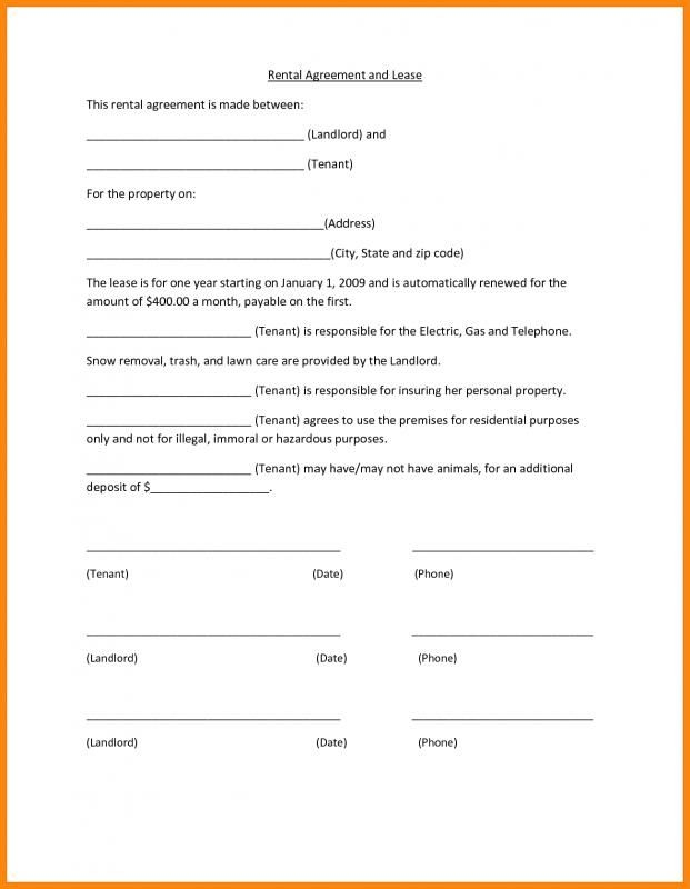 Free Printable Basic Rental Agreement Fillable