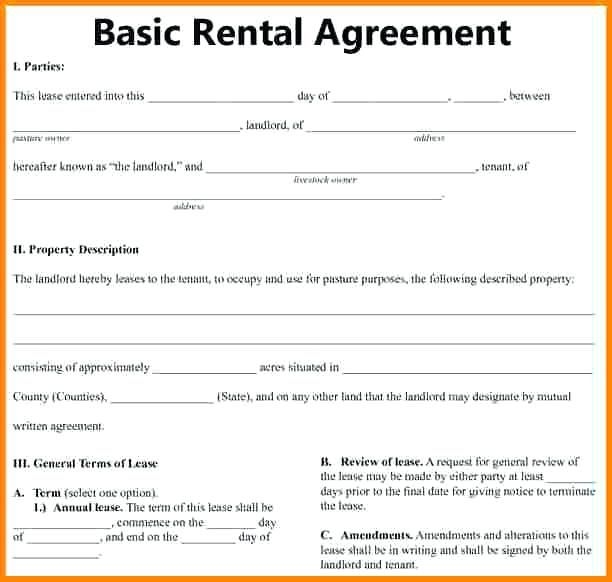 Free Printable Basic Rental Agreement For A More Detailed Lease Rental 