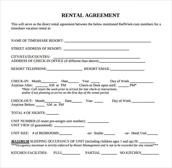 Free Printable Basic Rental Agreement Word