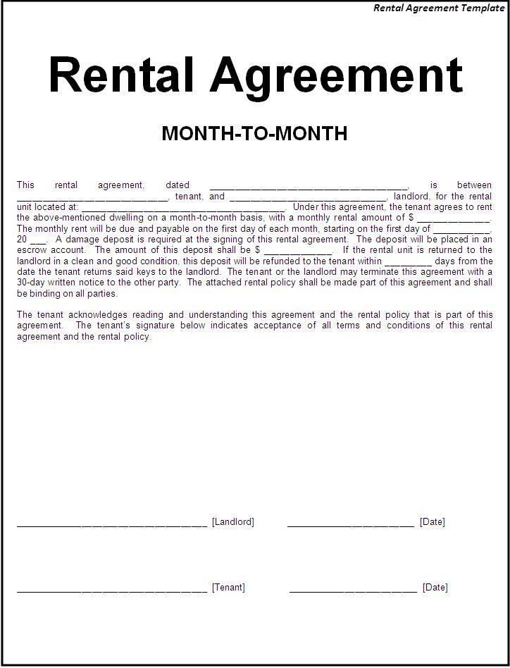Free Printable Basic Rental Agreement