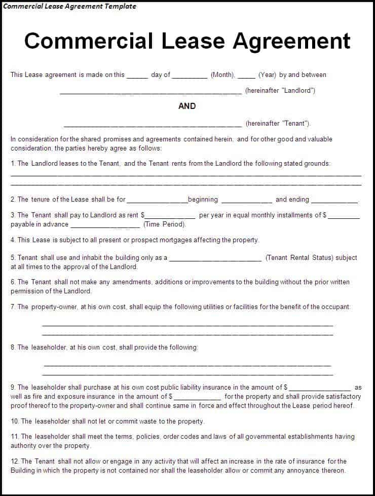 Free Printable Commercial Lease Agreement Forms Printable Form 2024