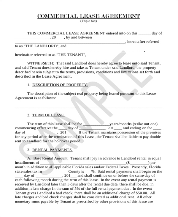 FREE Printable Commercial Lease Agreement PDF Printable Lease Agreement