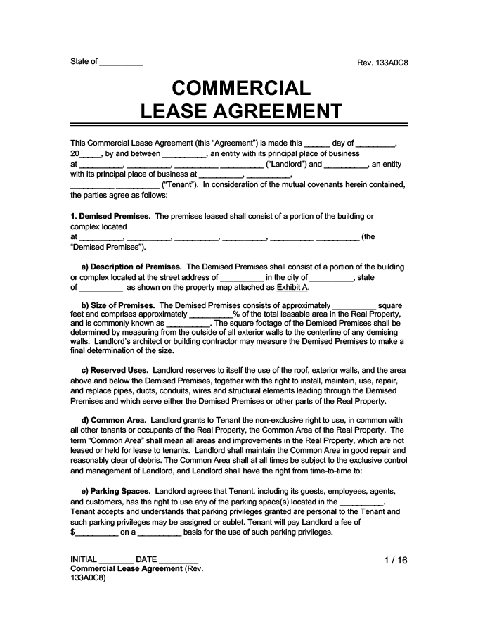 Free Printable Commercial Lease Agreement Template KAESG BLOG