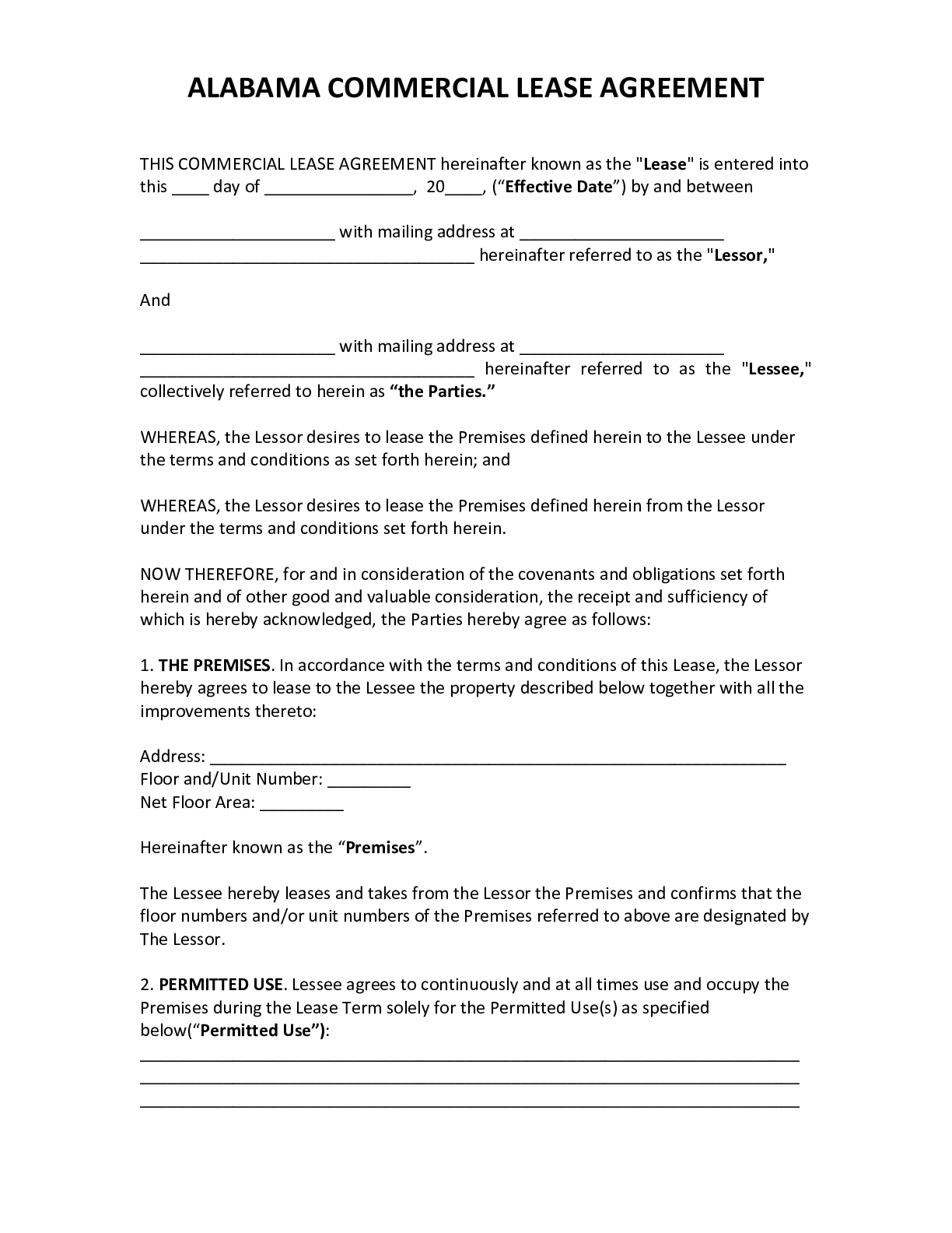 Free Printable Commercial Lease Agreement Template Sfiveband