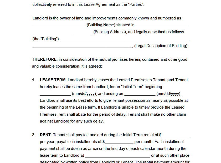 Free Printable Commercial Lease Agreement Template Sfiveband