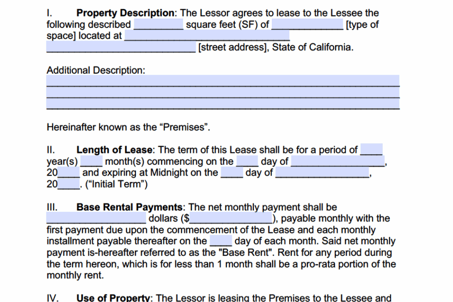 Free Printable Commercial Lease Agreement Template Sfiveband
