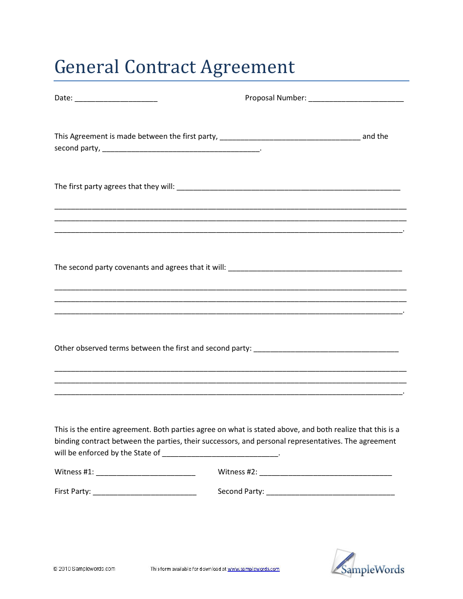 Free Printable Contract Agreement Images go banana