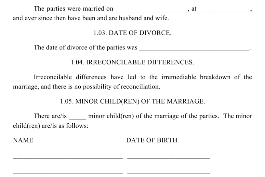 Free Printable Divorce Forms PDF Printable Divorce Papers