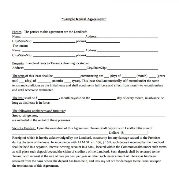 FREE Printable Generic Lease Agreement Printable Lease Agreement