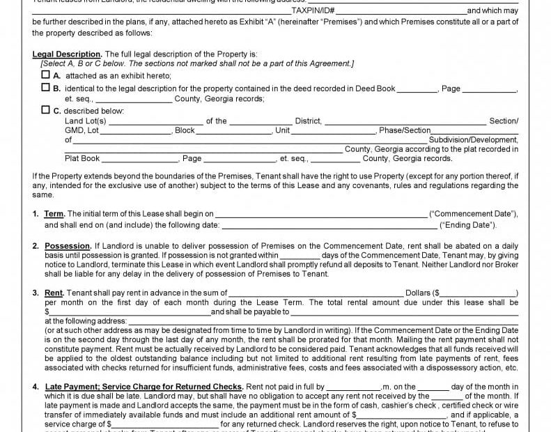 FREE Printable Georgia Lease Agreement Printable Lease Agreement