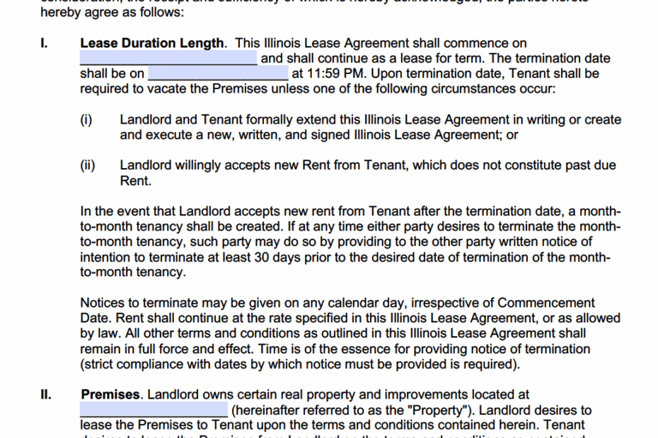 Free Printable Illinois Lease Agreement Form Printable Forms Free Online
