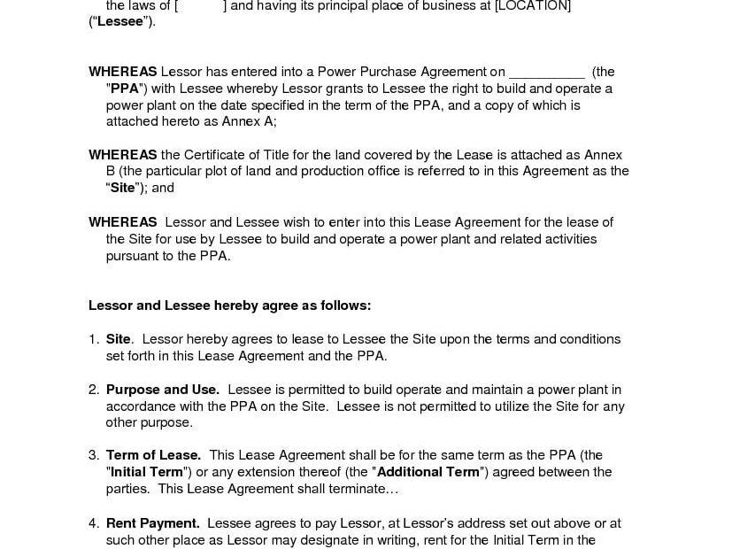 FREE Printable Land Lease Agreement Printable Lease Agreement