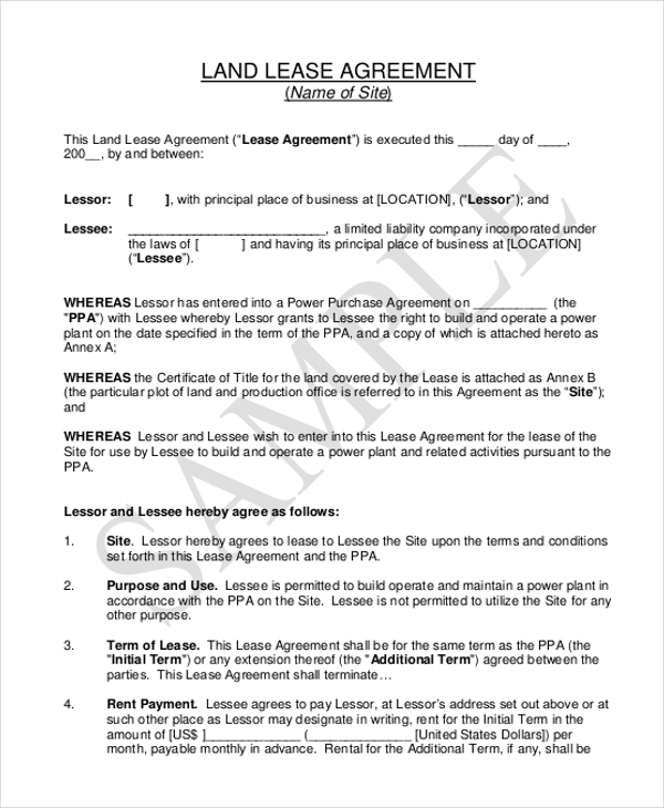 Free Printable Land Lease Agreement Printable Templates Free