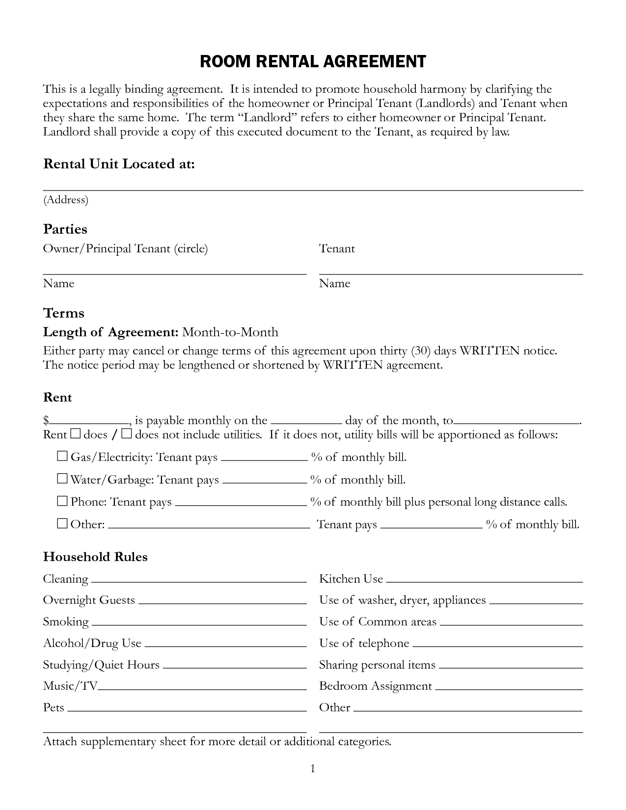 Free Printable Lease Agreement For Renting A Room Shop Fresh