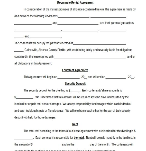 FREE Printable Lease Agreement For Roommates Printable Lease Agreement