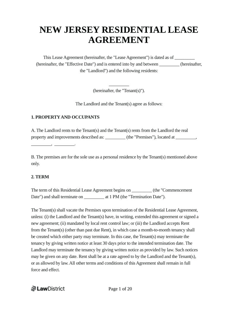 Free Printable Lease Agreement Nj Download Free Printable Lease 
