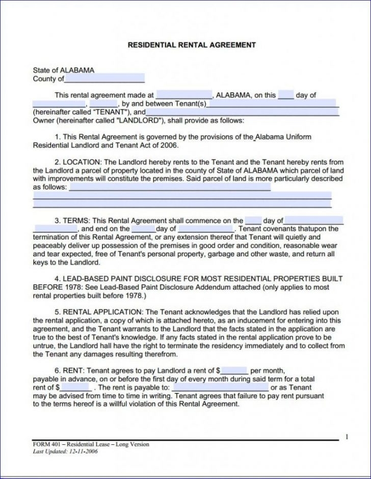 Free Printable Lease Agreement Template Free Printable Alabama Month To 
